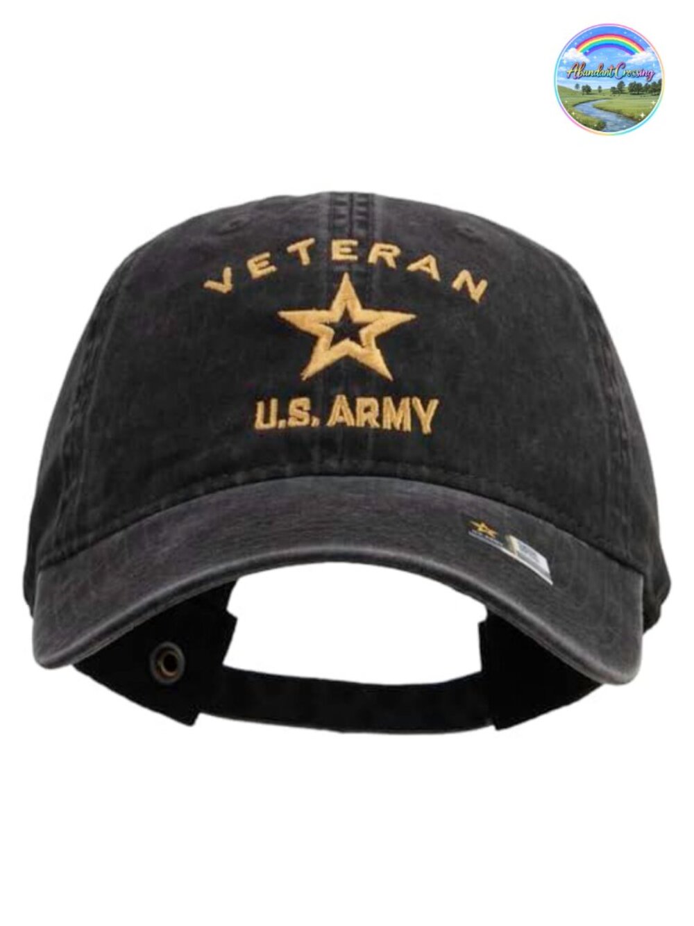 US Army Veteran Military Embroidered Washed Pigment Dyed Cotton Cap